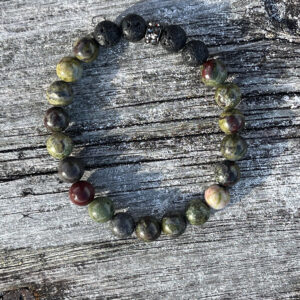 Krystallarmbånd Drageblodjaspis og lava